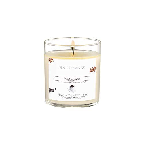 Halarosis Soy Candles - Long Burning Coffee Candle - Burns Up to 45 Hours - Gift for Birthday, Housewarming & Special Events - Cotton Wick Candles for Home Scented (Hazelnut Coffee 8.5 oz)