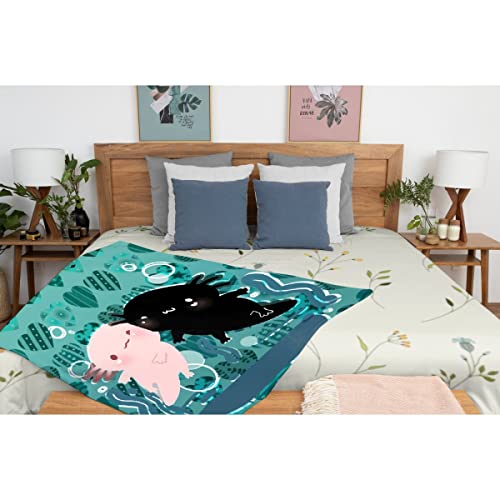 Avalokitesvara Cute Axolotl Flannel Blanket,Throw Soft Warm Fluffy Plush,Lightweight Microfiber for Bed Couch Chair Living Room 50x40 Inch for Kid