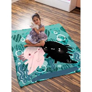 Avalokitesvara Cute Axolotl Flannel Blanket,Throw Soft Warm Fluffy Plush,Lightweight Microfiber for Bed Couch Chair Living Room 50x40 Inch for Kid