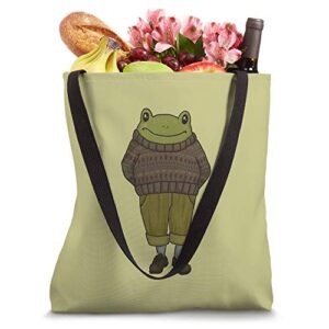 Cute Cottagecore Frog - Goblincore Dark Academia Aesthetic Tote Bag