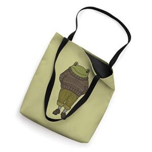 Cute Cottagecore Frog - Goblincore Dark Academia Aesthetic Tote Bag