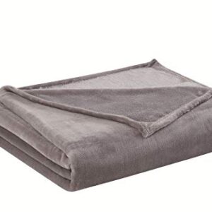 Truly Soft Everyday Reversible Velvet Plush Throw (50" x 60") - Soft and Luxurious for Family and Friends - Grey (TH3167GY-9100)
