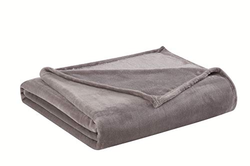 Truly Soft Everyday Reversible Velvet Plush Throw (50" x 60") - Soft and Luxurious for Family and Friends - Grey (TH3167GY-9100)