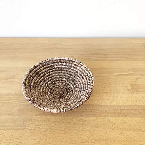 Small African Basket: Ruhondo/Rwanda Basket/Woven Bowl/Sisal & Sweetgrass Basket/Brick, Blush