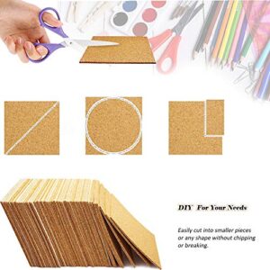 60Pcs Self Adhesive Cork Squares, MOTASOM 4 x 4 Inch Strong Cork Adhesive Sheets, Reusable Cork Board Cork Backing Sheets, Mini Wall Cork Tiles Mat for Coasters and DIY Crafts