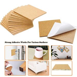 60Pcs Self Adhesive Cork Squares, MOTASOM 4 x 4 Inch Strong Cork Adhesive Sheets, Reusable Cork Board Cork Backing Sheets, Mini Wall Cork Tiles Mat for Coasters and DIY Crafts