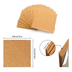 60Pcs Self Adhesive Cork Squares, MOTASOM 4 x 4 Inch Strong Cork Adhesive Sheets, Reusable Cork Board Cork Backing Sheets, Mini Wall Cork Tiles Mat for Coasters and DIY Crafts