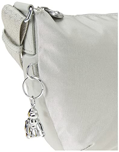 Kipling womens WomenÂ’s Anila Shoulder Bag, Elegant Nylon Purse, Adjustable Strap Crossbody Handbag, Dynamic Silver, 12.75 L x 8.75 H 1.25 D US