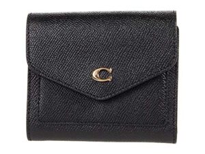 coach cross grain leather wyn small wallet li/black one size