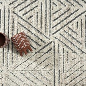 Abani Contemporary Cream & Grey Geometric Area Rug - 7'9" x 10'2" (8x10) Non-Shed Rugs Modern Triangle Pattern Living Room Carpet