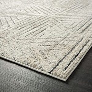 Abani Contemporary Cream & Grey Geometric Area Rug - 7'9" x 10'2" (8x10) Non-Shed Rugs Modern Triangle Pattern Living Room Carpet