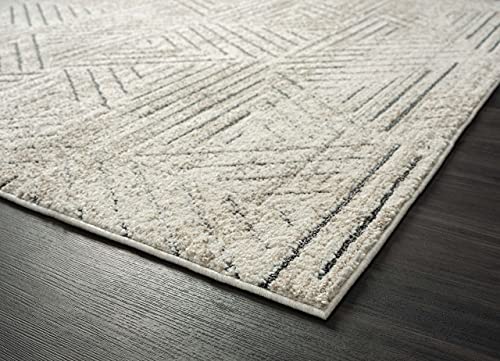 Abani Contemporary Cream & Grey Geometric Area Rug - 7'9" x 10'2" (8x10) Non-Shed Rugs Modern Triangle Pattern Living Room Carpet