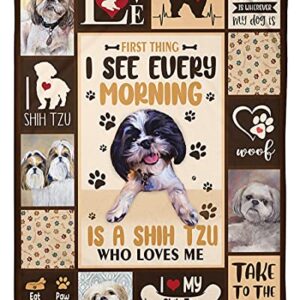 Totetastic Shih-Tzu Multiple Love Designs Fleece Blanket Gift for Shih-Tzu Dog Lovers Gift for Family Friend Home Decor Bedding Couch Sofa Soft and Comfy Cozy (50" x 60")