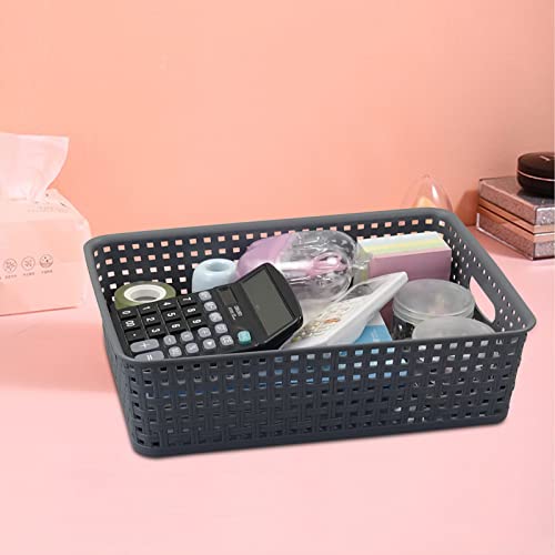 Ucake 4 Packs Plastic Storage Basket Tray, Shallow Paper Basket, Gray