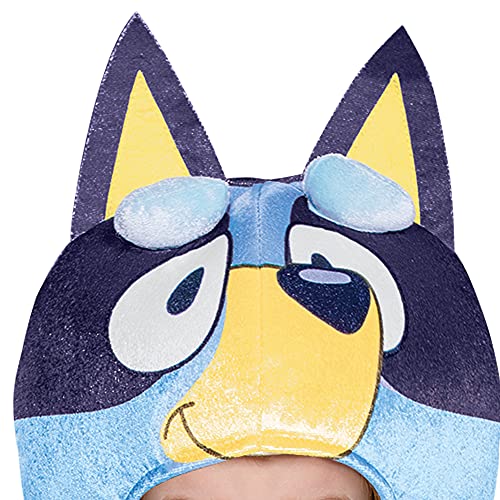 Disguise Bluey Costume for Kids, Official Bluey Character Outfit with Jumpsuit and Mask, Classic Toddler Size Medium (3T-4T)