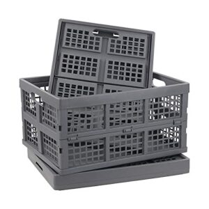 nesmilers 3 packs plastic collapsible crates folding baskets organizing bin (32 l)