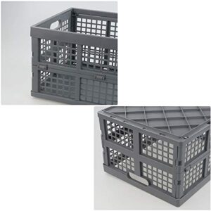 Nesmilers 3 Packs Plastic Collapsible Crates Folding Baskets Organizing Bin (32 L)