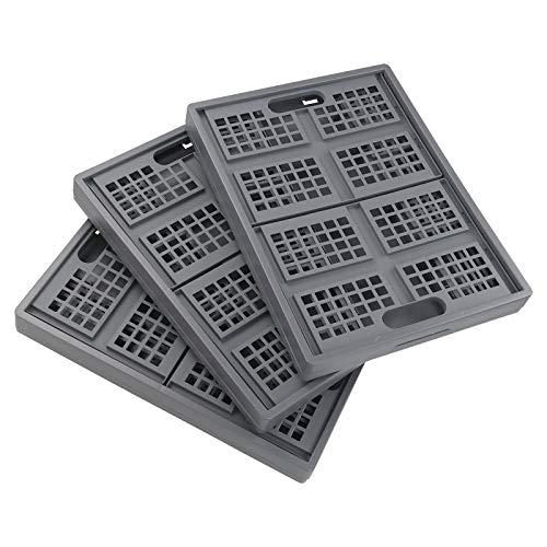 Nesmilers 3 Packs Plastic Collapsible Crates Folding Baskets Organizing Bin (32 L)