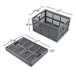 Nesmilers 3 Packs Plastic Collapsible Crates Folding Baskets Organizing Bin (32 L)