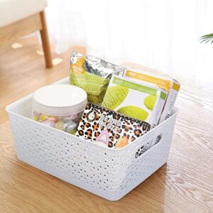 Dehouse White Plastic Woven Storage Baskets, Set of 4