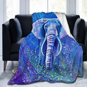 flannel fleece blanket printed soft and fluffy warm comfortable foldrable sherpa throw blanket,mandala elephant india style gifts for kids women and adults, used for sofa bed travel camping