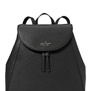 KATE SPADE LEILA LARGE FLAP BACKPACK TOTE BAG BLACK PEBBLED LEATHER