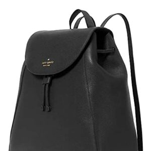 KATE SPADE LEILA LARGE FLAP BACKPACK TOTE BAG BLACK PEBBLED LEATHER