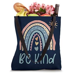BE KIND Inspiring Quote Positive Vibe Message Boho Rainbow Tote Bag