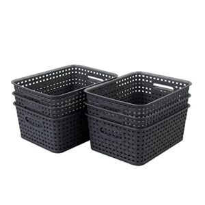 nesmilers 6 packs plastic woven storage baskets, small storage basket bins