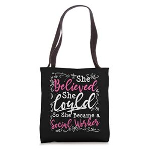 social work msw graduation gift masters degree worker tote bag