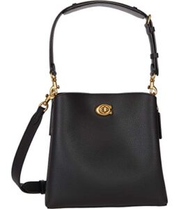 coach polished pebble leather willow bucket b4/black one size