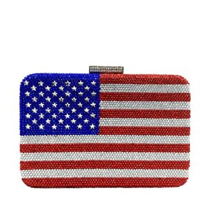 the national flag crystal clutch purse for women evening bags party chain shoulder handbags (america, small)