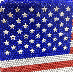 The National Flag Crystal Clutch Purse for Women Evening Bags Party Chain Shoulder Handbags (America, Small)
