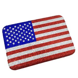 The National Flag Crystal Clutch Purse for Women Evening Bags Party Chain Shoulder Handbags (America, Small)