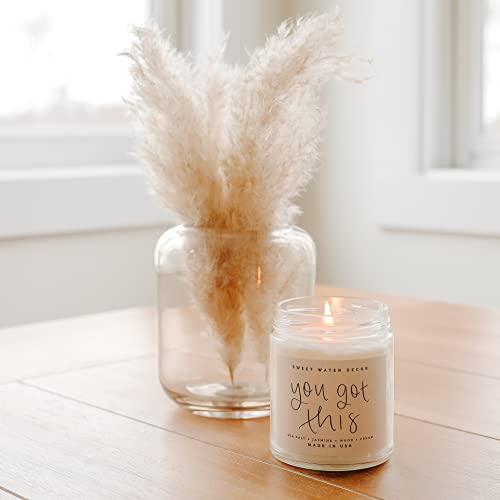 Sweet Water Decor You Got This Candle | Sea Salt, Jasmine, Wood, Cream Scented Soy Candles for Home | 9oz Clear Jar, 40 Hour Burn Time, Made in the USA