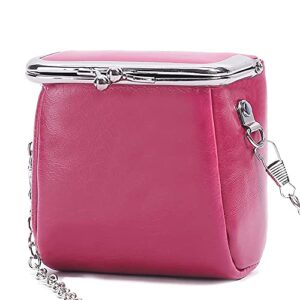 rourou clutch bag for women genuine leather wallet kiss lock shoulder bag small crossbody bag retro coin purse