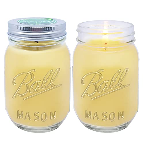 Citronella Candles Outdoor and Indoor, 14 oz Mason Jar Candles Scented Candles Gift Set for Patio Garden Yard- 2 Pack