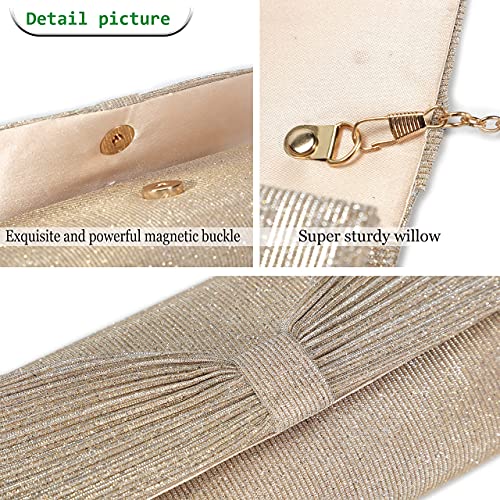 Mansherry Evening Bag Ladies Party Handbag Wedding Bag Purse Clutch Purses for Women Apricot