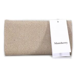 Mansherry Evening Bag Ladies Party Handbag Wedding Bag Purse Clutch Purses for Women Apricot