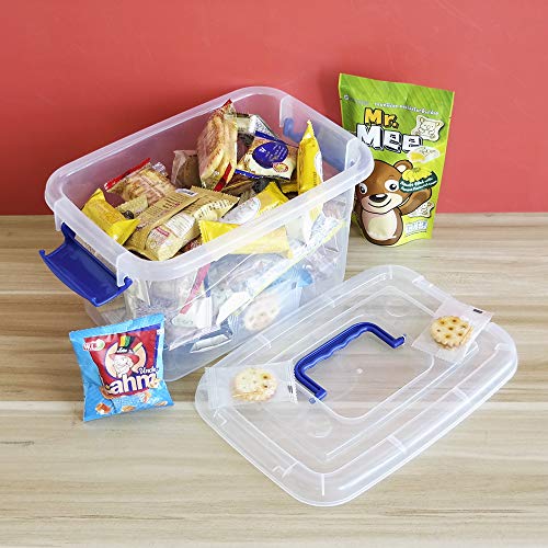 Ponpong 5.5 Quart Plastic Storage Boxes Bins Containers with Lids and Handles, 6 Packs