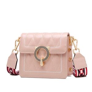 Small Leather Crossbody Bags for Women, Genuine Leather Ladies Mini Designer Shoulder Quilted Bags Womens Compact Messenger Purses Girls Fashion Satchel Women's Casual Cross Body Flap Bags (Pink)