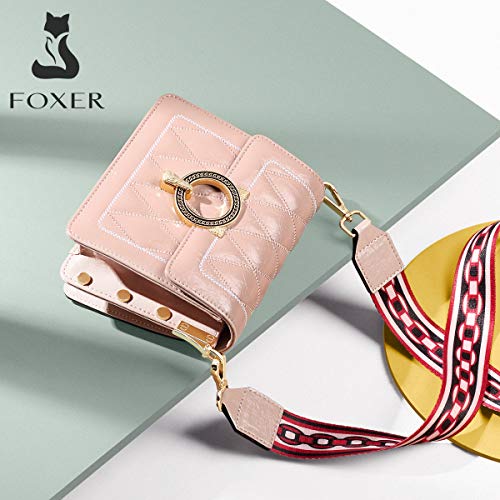 Small Leather Crossbody Bags for Women, Genuine Leather Ladies Mini Designer Shoulder Quilted Bags Womens Compact Messenger Purses Girls Fashion Satchel Women's Casual Cross Body Flap Bags (Pink)