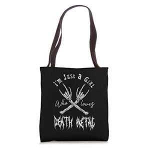 heavy metal – i’m just a girl who loves death metal music tote bag