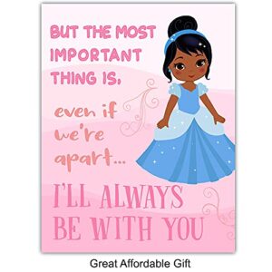 Black Girls Wall Art - African American Girl Wall Decor - Pink Princess Wall Decor - Toddler, Little Girls Bedroom Decor - Cute Girls Room Decor - Baby Girl Room Decorations - Positive Daughter Gifts