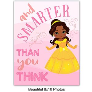 Black Girls Wall Art - African American Girl Wall Decor - Pink Princess Wall Decor - Toddler, Little Girls Bedroom Decor - Cute Girls Room Decor - Baby Girl Room Decorations - Positive Daughter Gifts