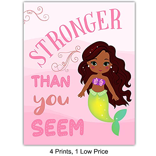 Black Girls Wall Art - African American Girl Wall Decor - Pink Princess Wall Decor - Toddler, Little Girls Bedroom Decor - Cute Girls Room Decor - Baby Girl Room Decorations - Positive Daughter Gifts