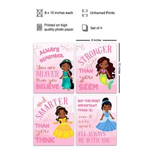 Black Girls Wall Art - African American Girl Wall Decor - Pink Princess Wall Decor - Toddler, Little Girls Bedroom Decor - Cute Girls Room Decor - Baby Girl Room Decorations - Positive Daughter Gifts