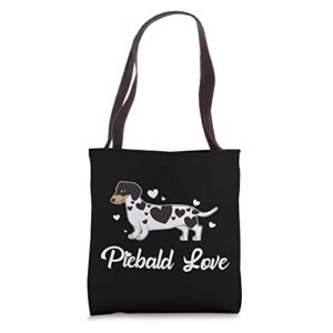 piebald love wiener dog puppy passion tote bag