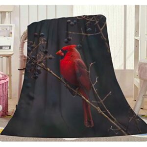 Swono Red Bird Throw Blanket,Northern Cardinal Bird On The Tree Branch Thorw Blanket Soft Warm Decorative Blanket for Bed Couch Sofa Office Blanket 30"X40"