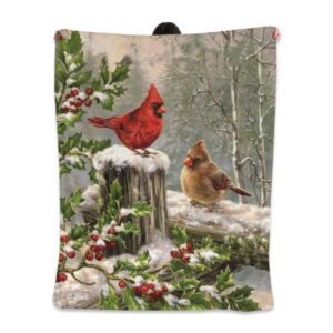 cardinal blanket, cardinal throw blankets with cardinal bird throw blanket gifts for boys girls adults bird lovers soft fluffy flannel fleece blanket for bed couch(cardinal blanket, 60″x50″)